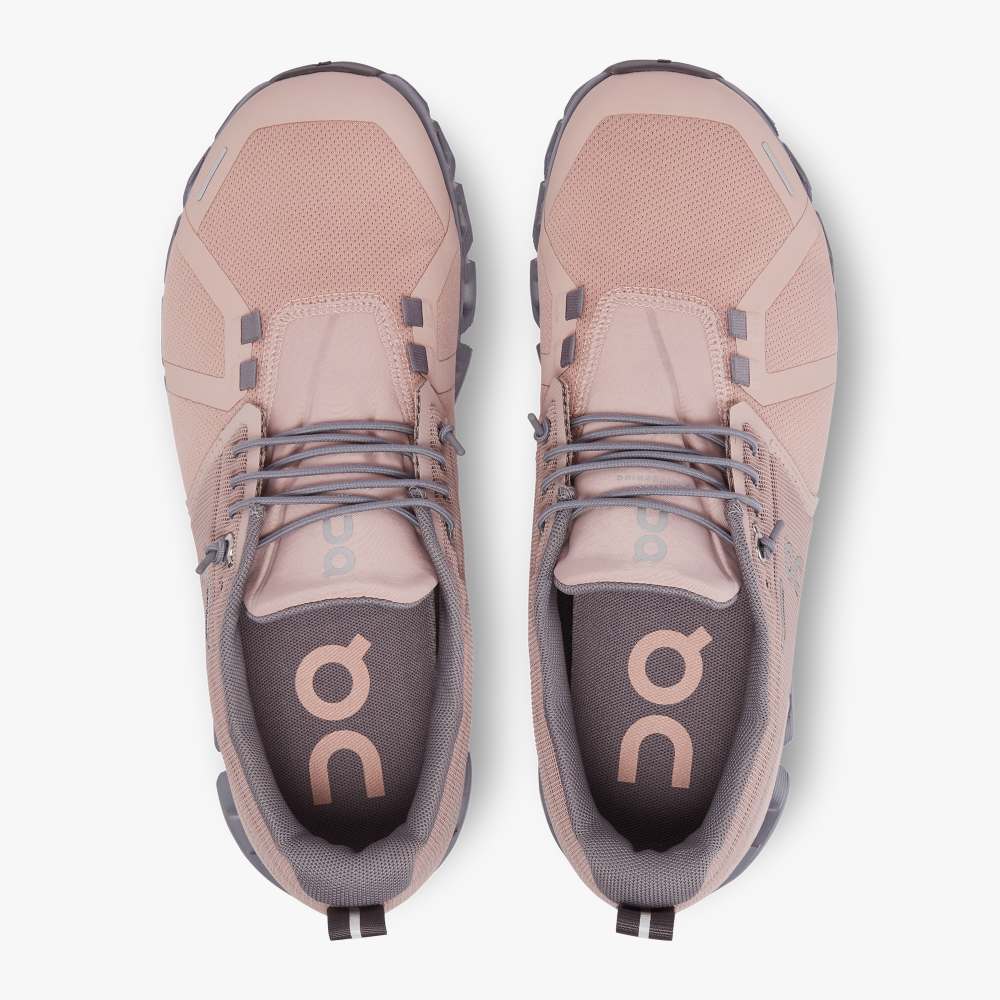 On Women's Cloud 5 Waterproof Running Shoes - Rose/Fossil