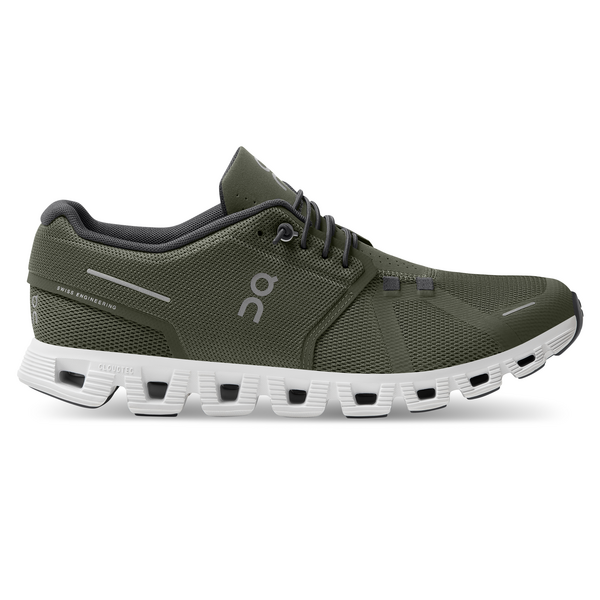 On Men's Cloud 5 Running Shoes - Olive/White