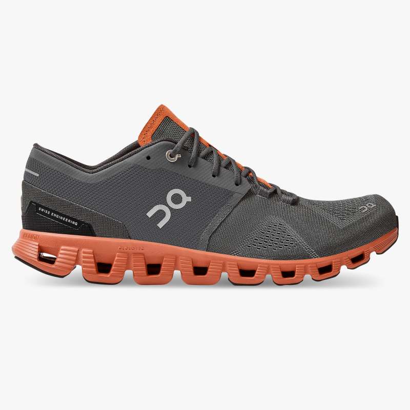 On Men's Cloud X Running Shoes - Rust/Rock