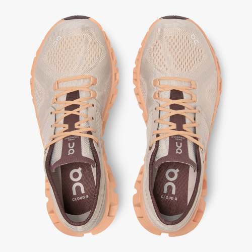 On Women's Cloud X Running Shoes - Silver/Almond