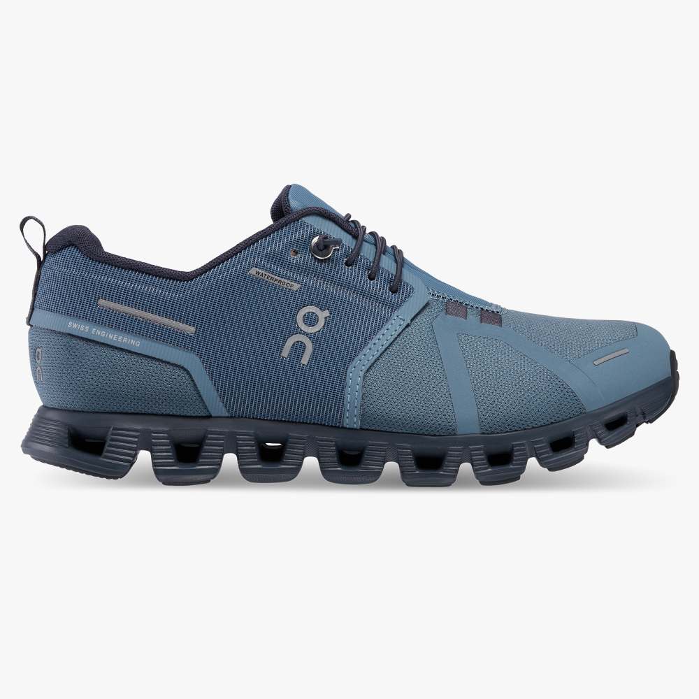 On Women's Cloud 5 Waterproof Running Shoes - Metal/Navy