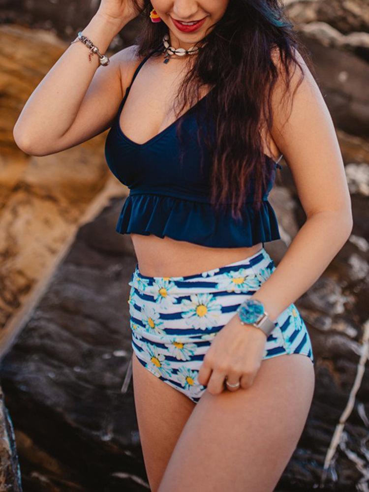 Coastal Daisy High Waist Bikini Set