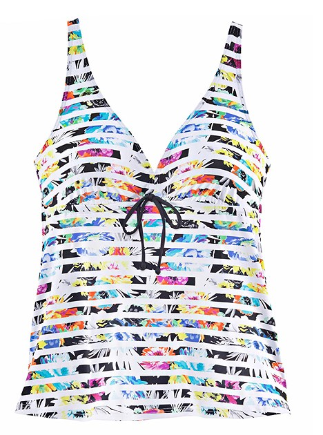 STRIPE FLORAL PRINT TANKINI SET