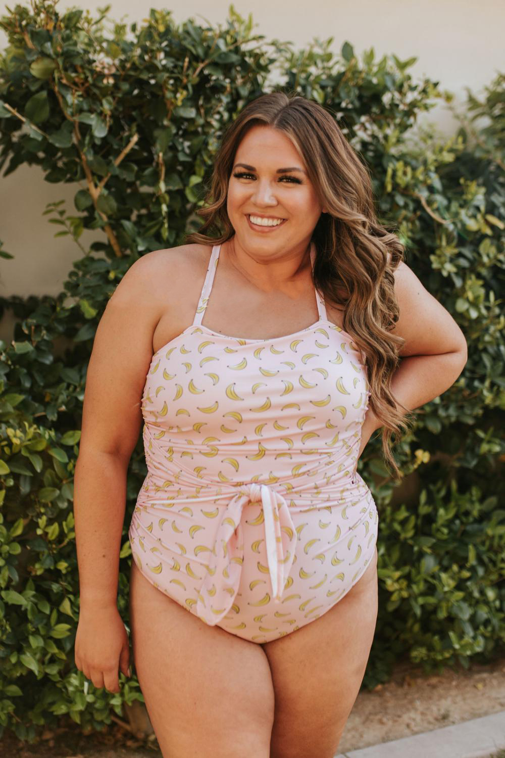TIED UP ONE PIECE SWIMSUIT IN BUBBLEGUM