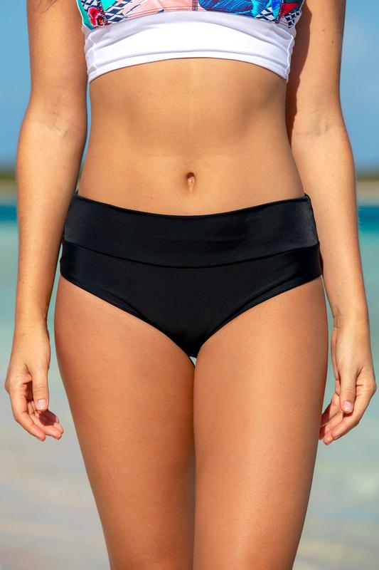 Black High Waist Swim Bottoms