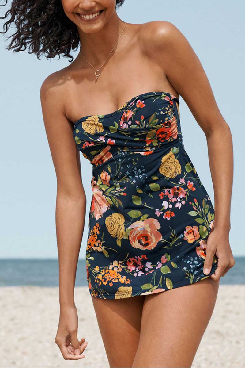 Bouquet Floral Ruched Swim Dress