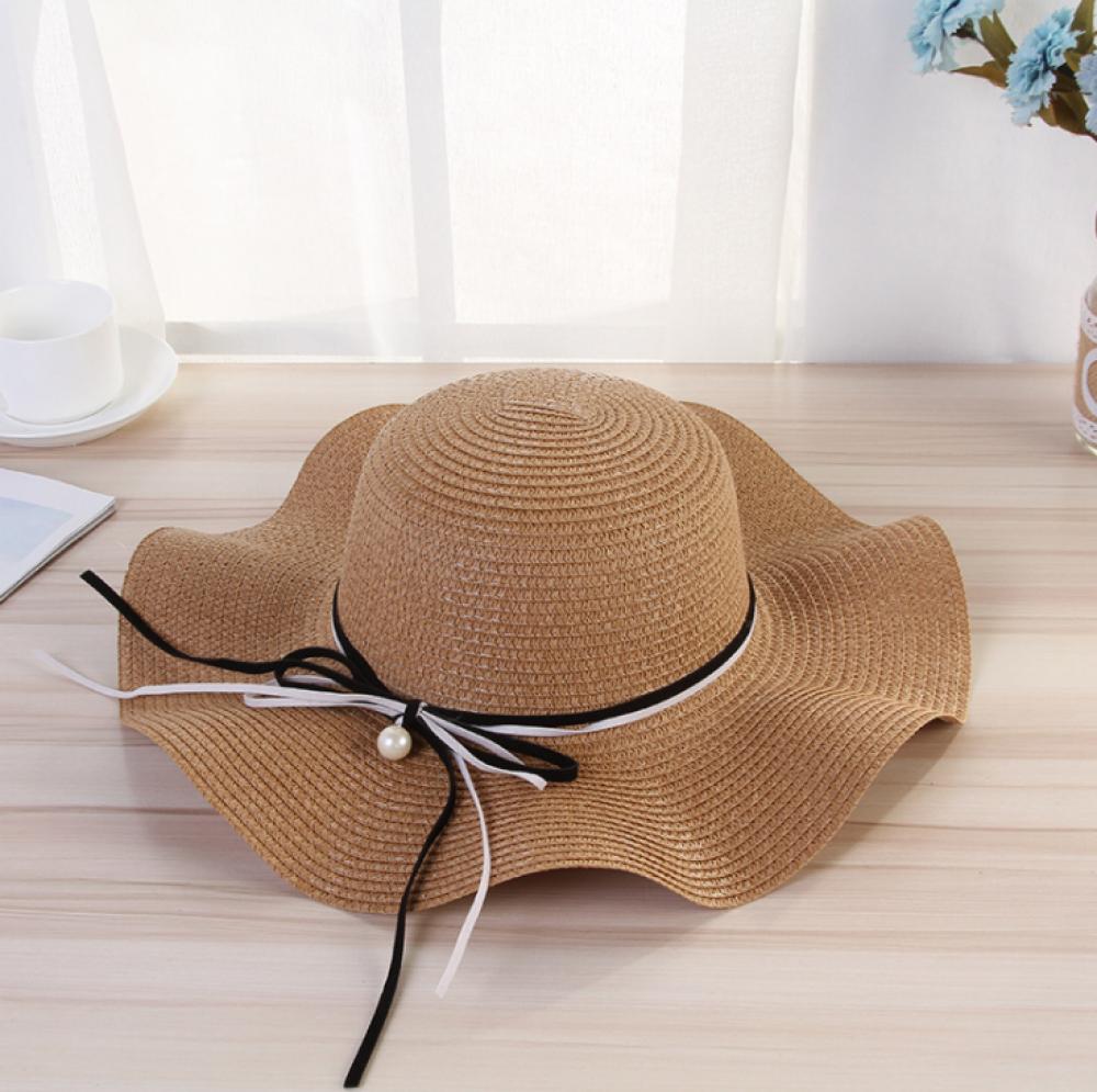 Wavy bow straw hat