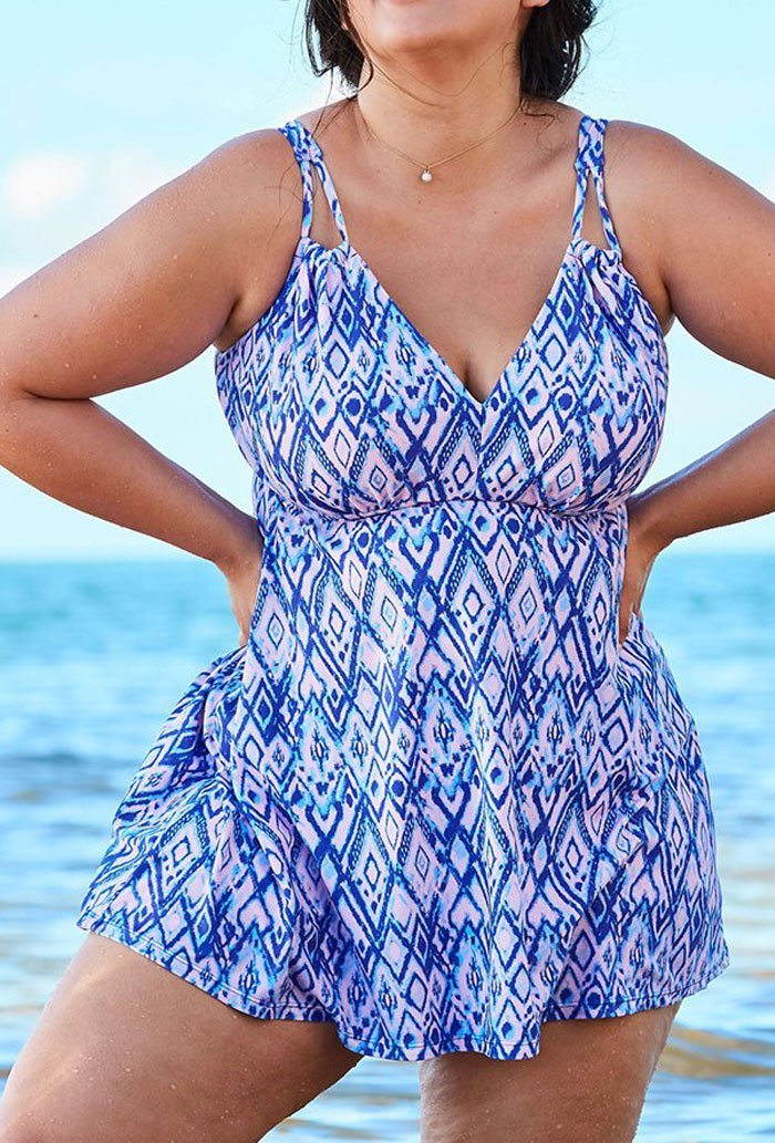 Diamond 2 Piece V-Neck Swimdress