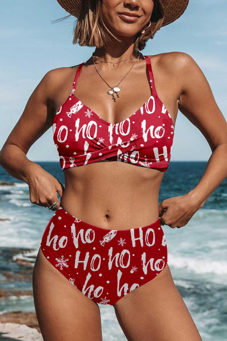 Christmas Ho-ho Red Bikini Set