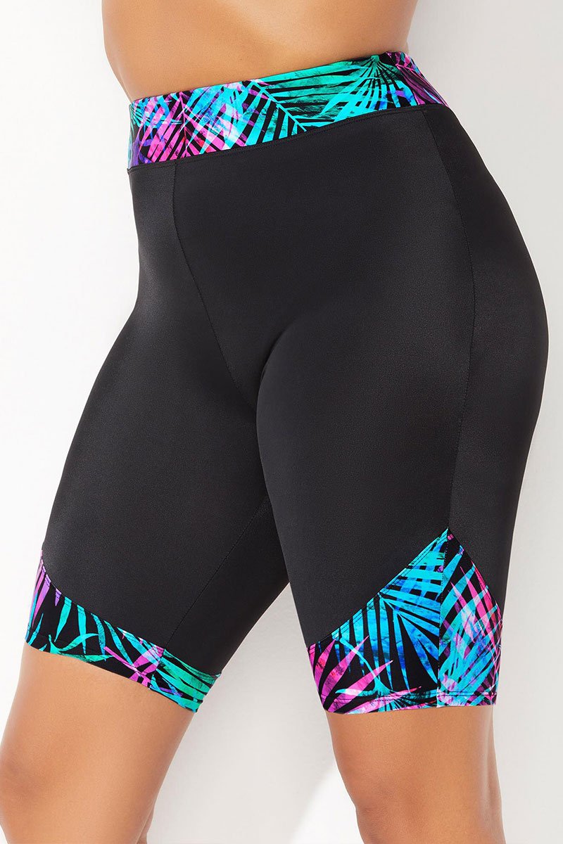 CHLORINE RESISTANT PRINTED SWIM BIKE SHORT