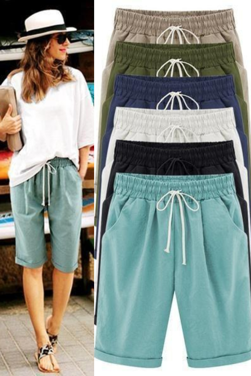 PLUS SIZE POCKETS CASUAL SHORTS