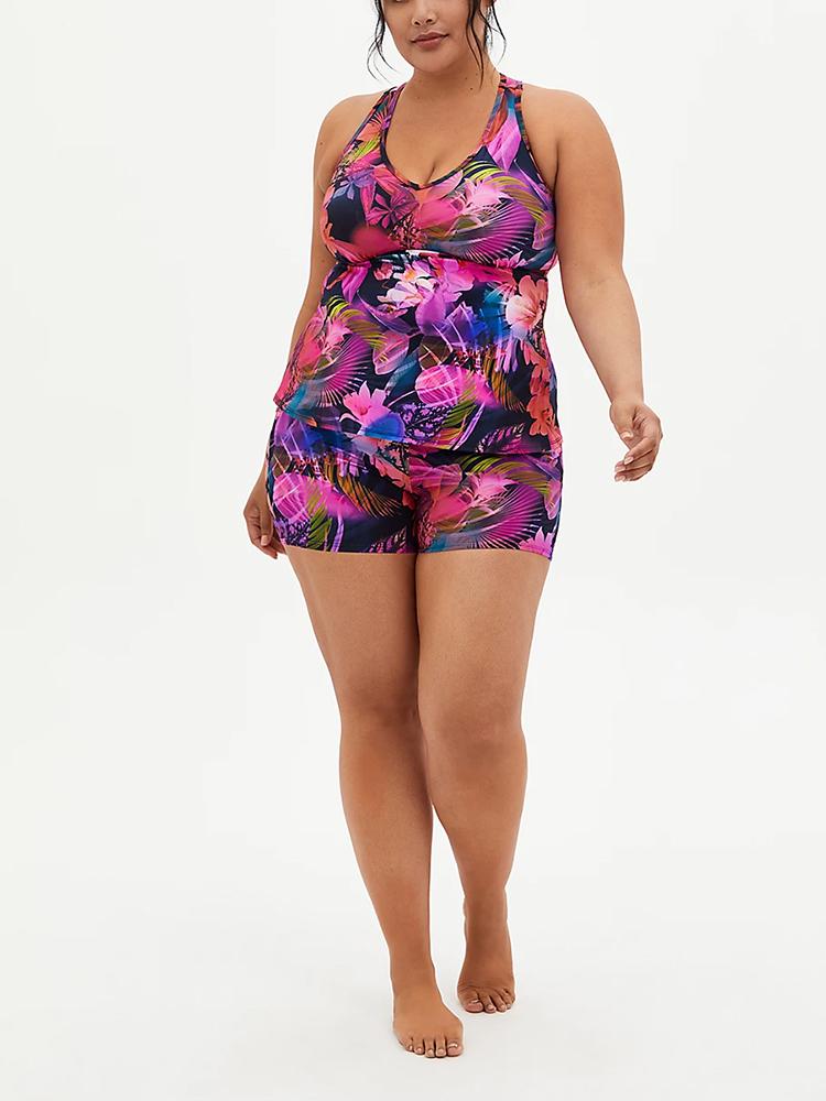 LEAVES RACERBACK ACTIVE SWIM TANKINI SET