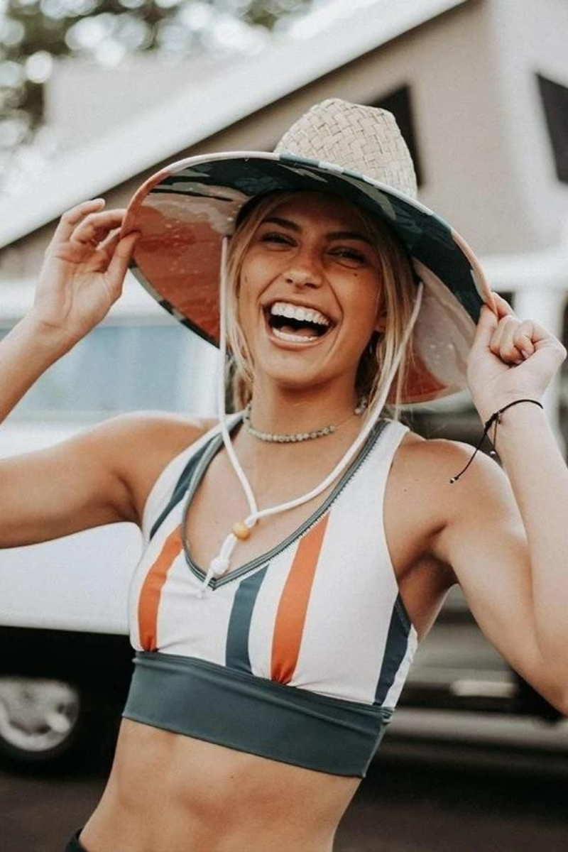 BISON STRIPE POINT BREAK CROP BIKINI SET