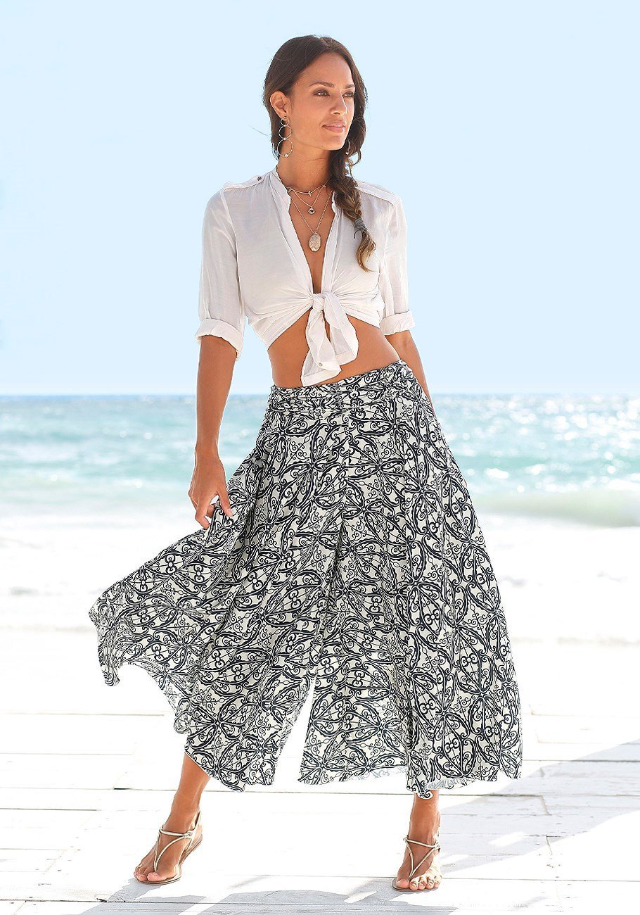 Printed Flared Skirt Pants