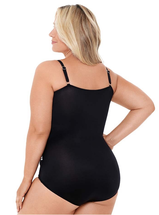 Plus Size Black & White Floral Straps One Piece Swimsuits