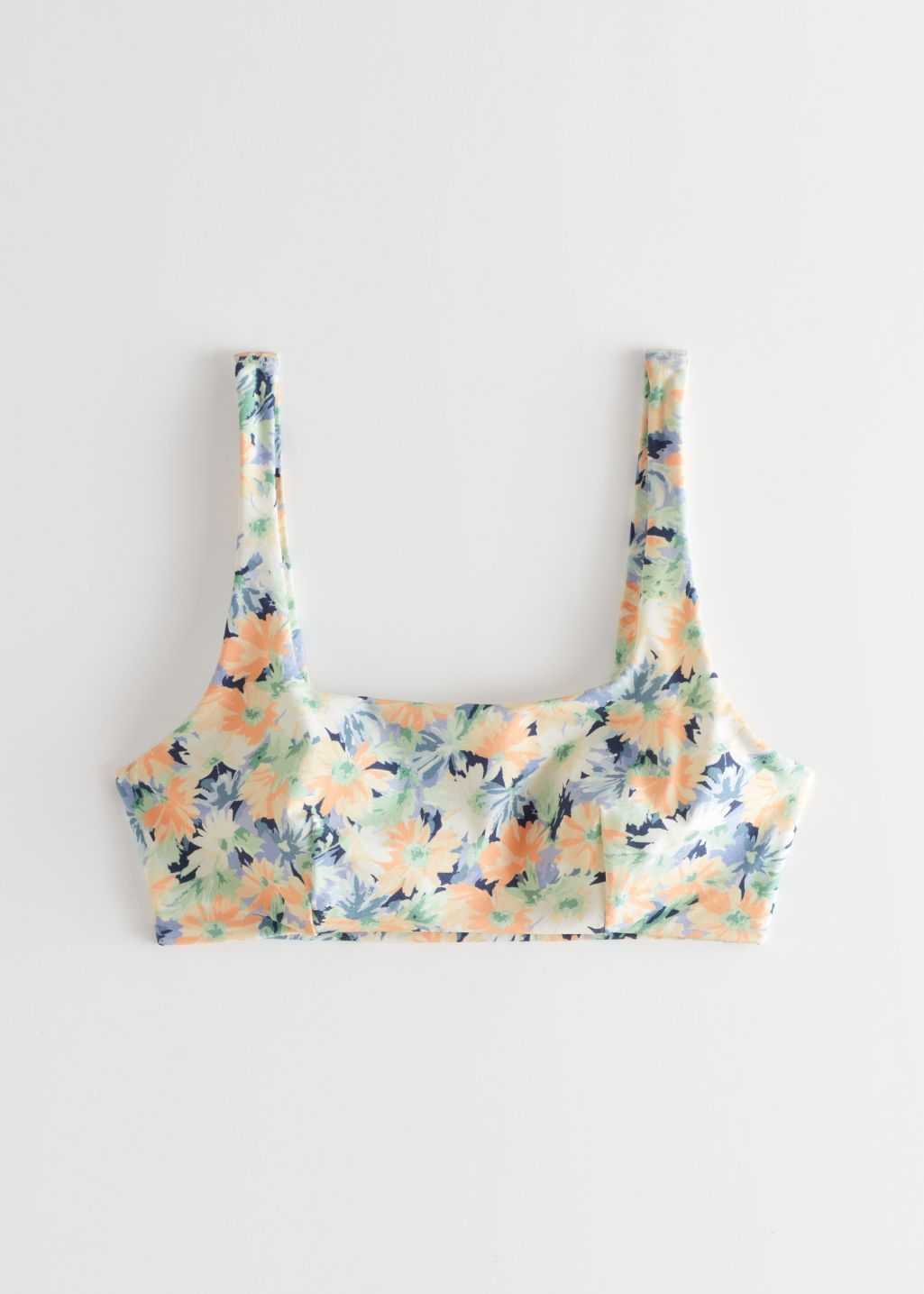 Printed Bandeau High Waisted Bikini Set-Orange Florals
