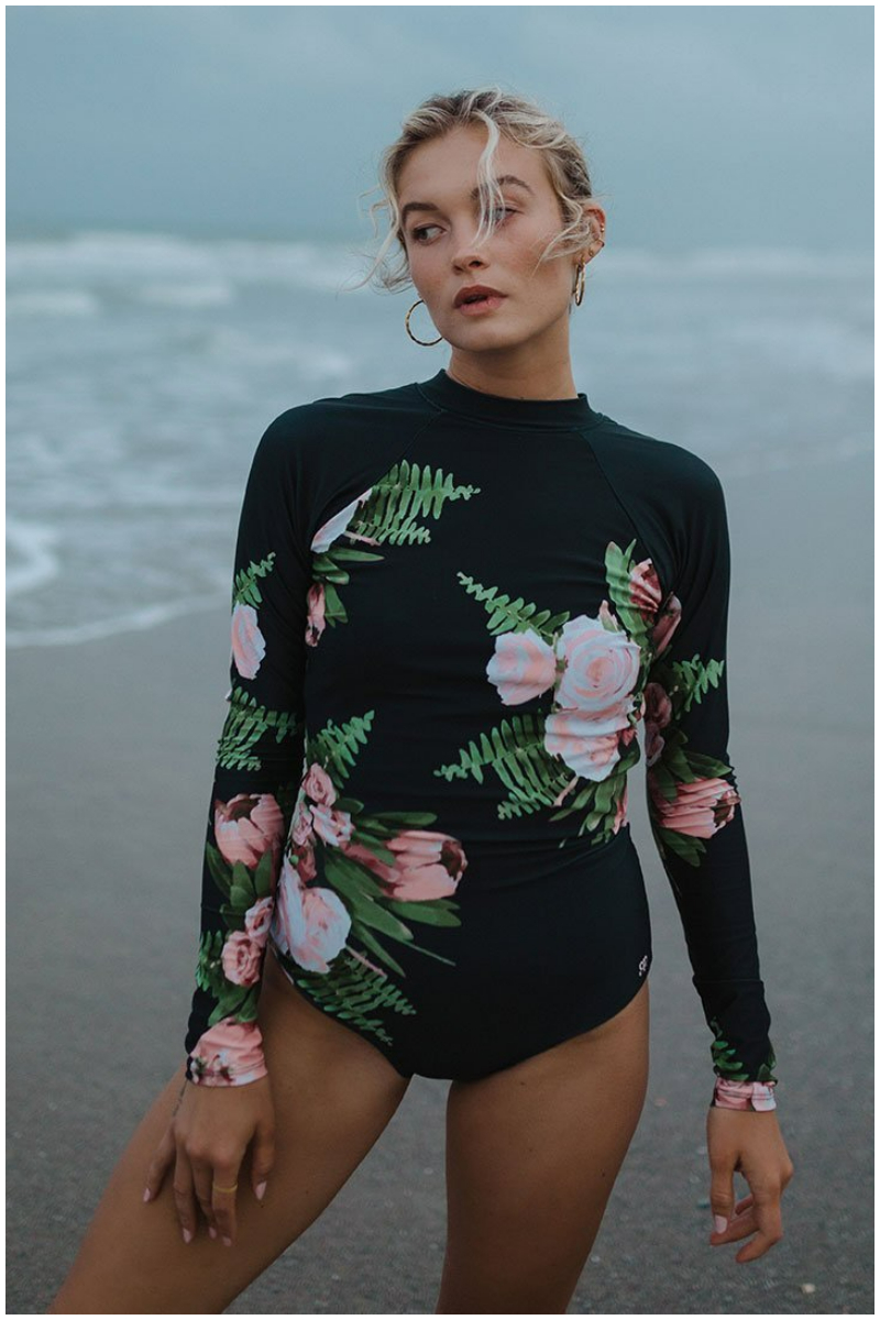 CAROLINA LONG SLEEVE RASH GUARD ONE-PIECE