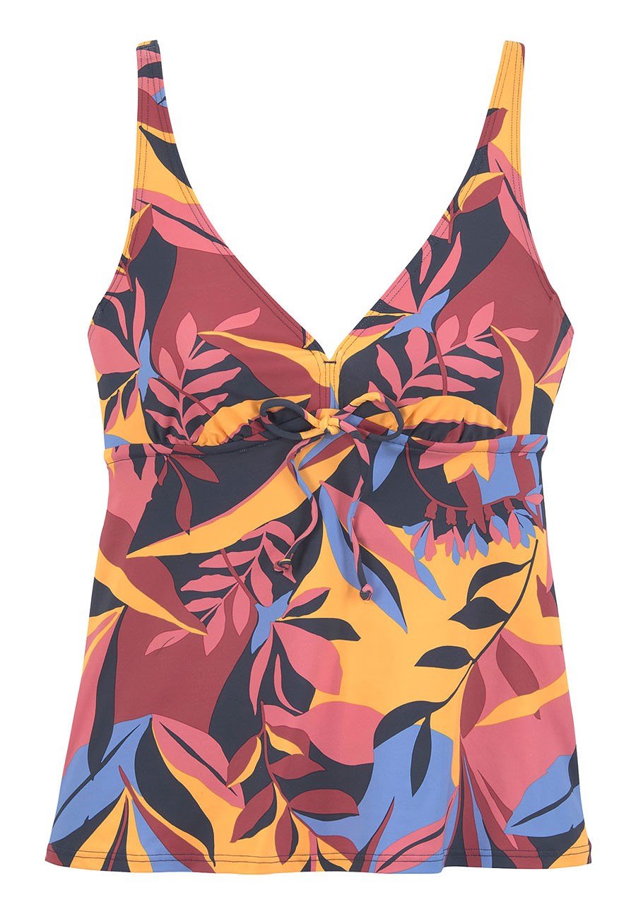 Mix Print Tie Front Tankini Set