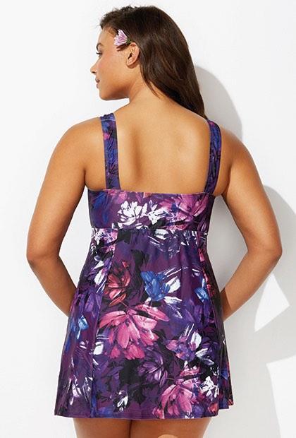 LOTUS TIE FRONT V-NECK SWIMDRESS