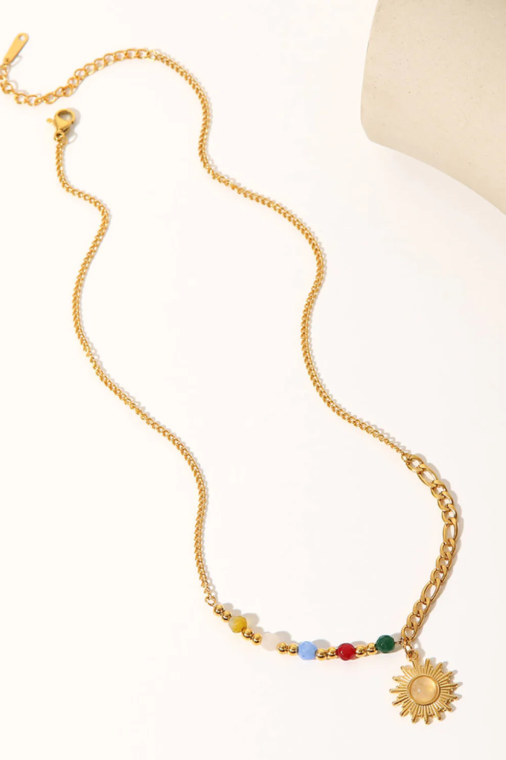 Opal Sun Shape Pendant Necklace