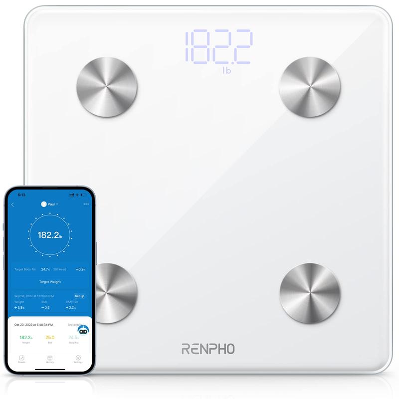 RENPHO Elis 1 Smart Scale with App Sync, Bluetooth Weighting Scale Body Fat Monitor and BMI Calculation, Fit Healthcare Analyzer, 400lbs