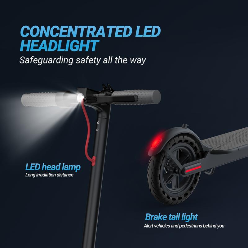 Electric Scooter ES80 350W Motor, 21 Miles Range, 19 MPH Top Speed, Disc Brakes, Ternary Lithium Battery, Aluminum Alloy Frame, Foldable, App-Controlled, 10.5Ah High-Capacity Battery, 8.5-Inch Solid Tires.