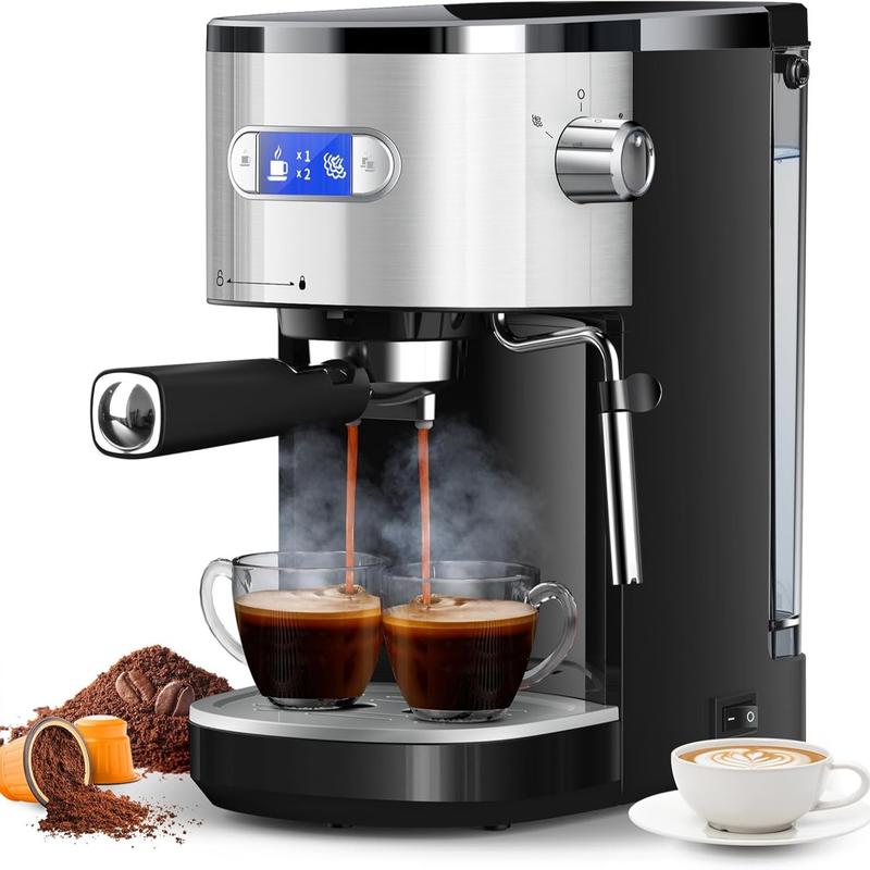 COWSAR Espresso Machine 20 Bar, Semi-Automatic Coffee Maker with Milk Frother Steam Wand, Nespresso Capsule Compatible, 45 oz Removable Water Tank for Cappuccino, Latte, Home,1350W