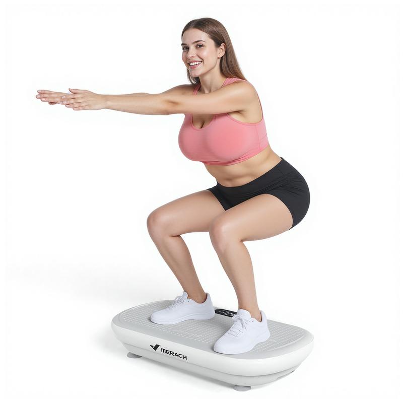 MERACH High-Power Vibration Plate Exercise Machine,440lbs Weight Capacity, Bluetooth Remote Control, 4 Workout Modes for Home Gym Fitness Equipment