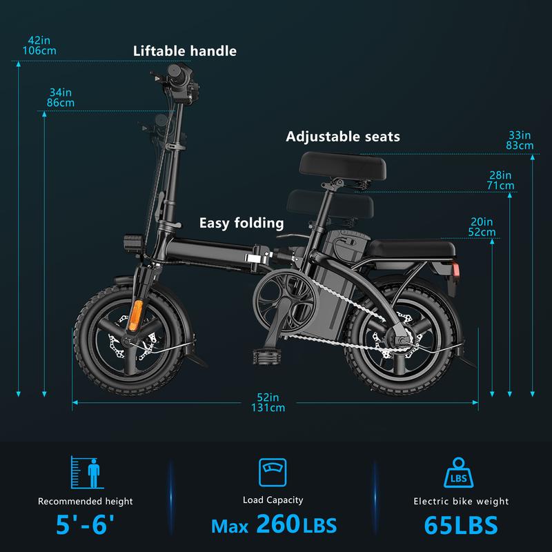 48V12Ah Electric Bike,400W Motor Folding Ebike,20+MPH Electric Bicycle with RemovableBattery, Commuting E-Bike, High Brushless Gear Motor