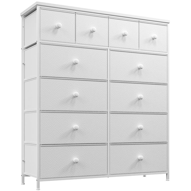 12 Drawer Dresser for Bedroom with Fabric Drawers, Large Storage Chest with Metal Frame & Wood Top, Modern Closet Organizer Dresser for Women, Living Room, Entryway, Clothes, Linens, Accessories