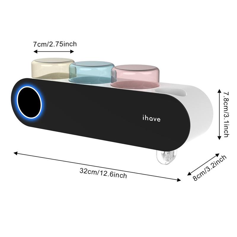 Toothbrush Holders with Ultraviolet Disinfection, Wall Mounted Hygiene Toothbrush Holder with Toothpaste Dispenser, USB Charging Bathroom Toothbrush Holder
