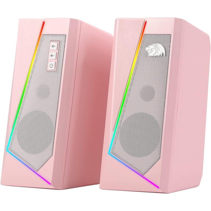 Redragon GS520 RGB Desktop Speakers, 2.0 Channel PC Computer Stereo Speaker with 6 Colorful LED Modes, Enhanced Sound and Easy-Access Volume Control, USB Powered w/ 3.5mm Cable