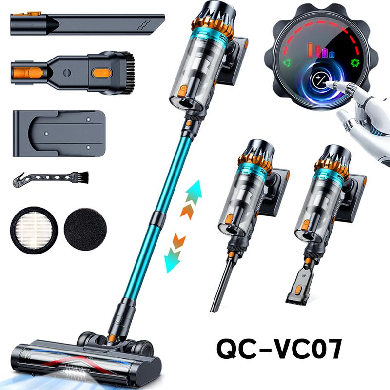 Qikcln Vacuum Cleaner Series VC02/VC03/VC07 | Up to 45KPa, 3 Modes, LED Display & Dock Charger for home cleaning