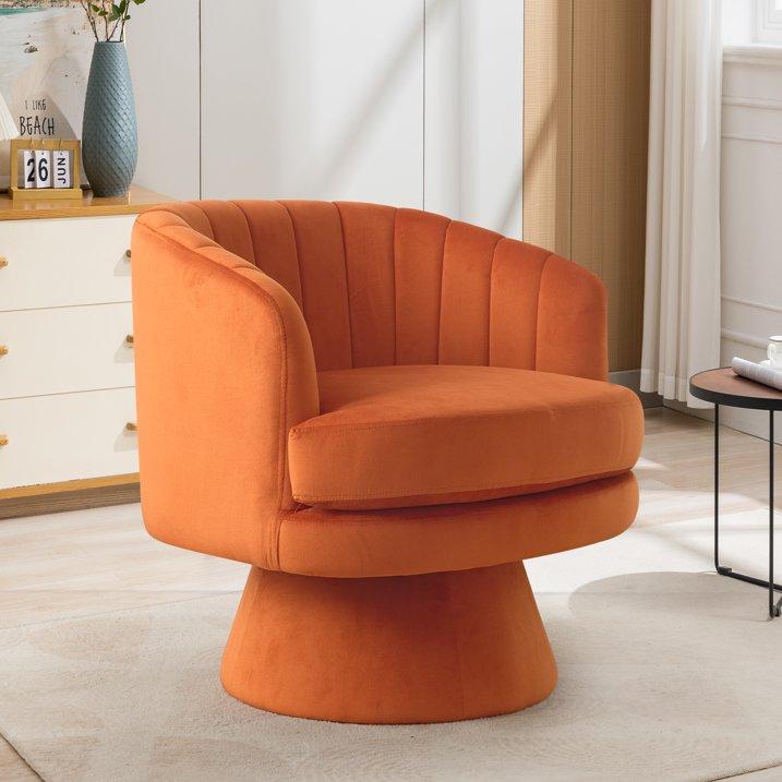 Swivel Accent Chair, Modern Cozy Lambswool Accent Chair, Comfy Round Armchiars, 360 Degree Swivel Barrel Chairs for Living Room, Bedroom Office, Beige