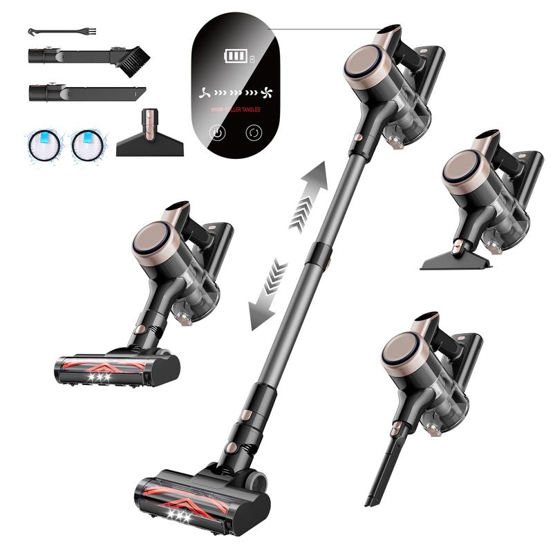 Homeika Cordless Vacuum Cleaner, 300W 23KPa Lightweight Stick Vacuum with 48mins Runtime Battery, 3 Suction, LED Display, Powerful Vacuum Cleaner with Sofa Brush for Hard Floor/Carpet/Pet Hair/Car
