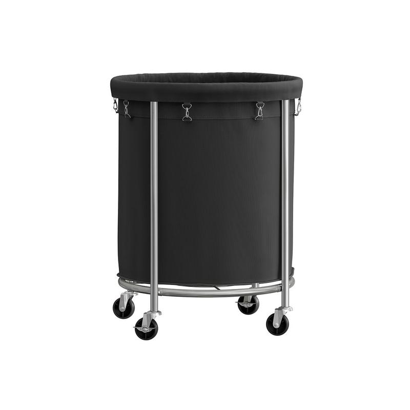 HOME Laundry Basket with Wheels, Rolling Laundry Hamper, Round Laundry Cart with Steel Frame and Removable Bag ,Organiser