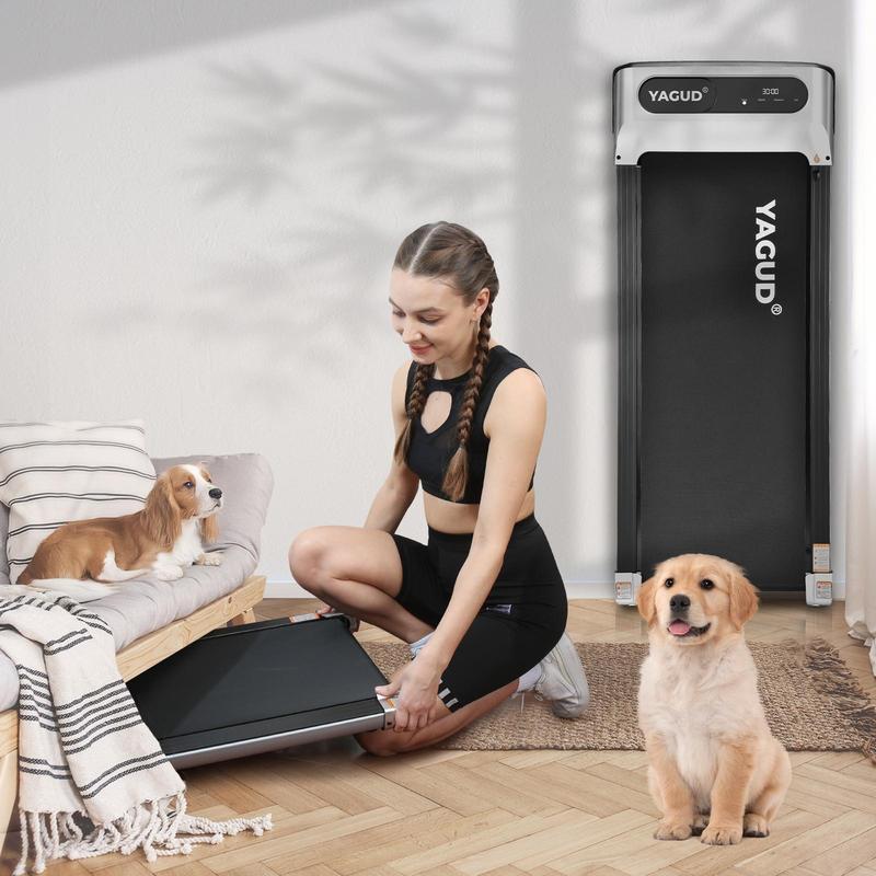 Yagud Walking Pad with Wheels,Remote Control, LED Display, Portable Under Desk Treadmill for Small Spaces, Home/Office Exercise Equipment Fitness Workout Calories