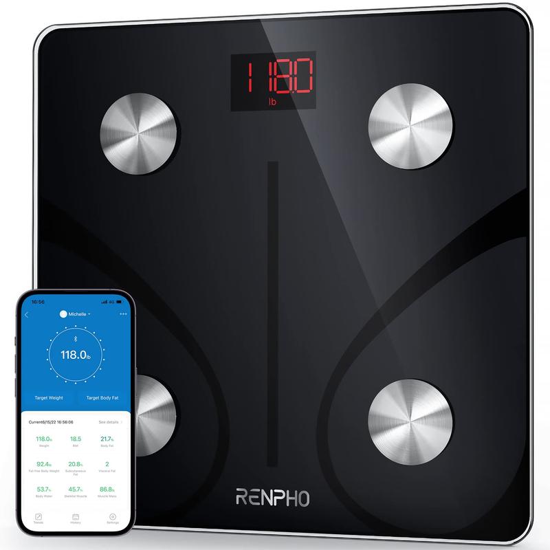 RENPHO Elis 1 Smart Scale with App Sync, Bluetooth Weighting Scale Body Fat Monitor and BMI Calculation, Fit Healthcare Analyzer, 400lbs