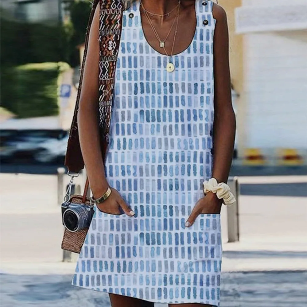 Fresh Front Pocket Sleeveless Mini Dress