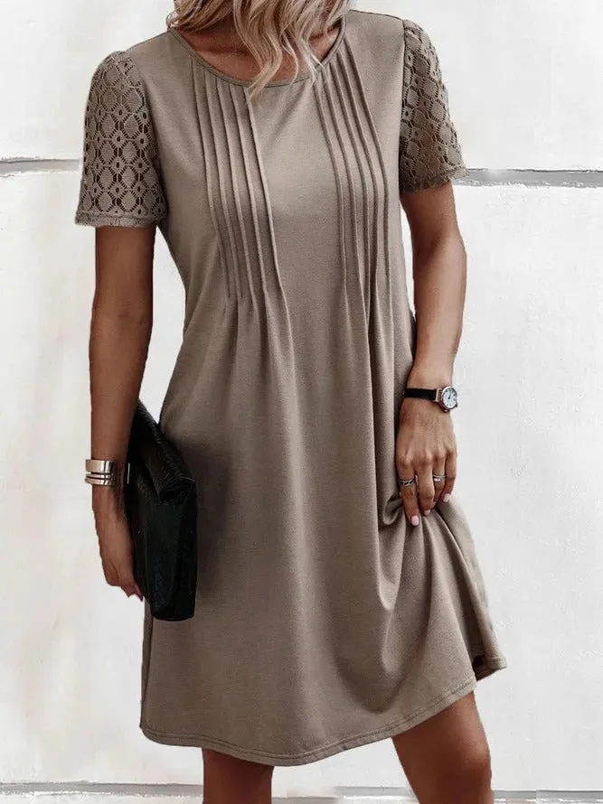 Classy Short Sleeve Plain Mini Dress