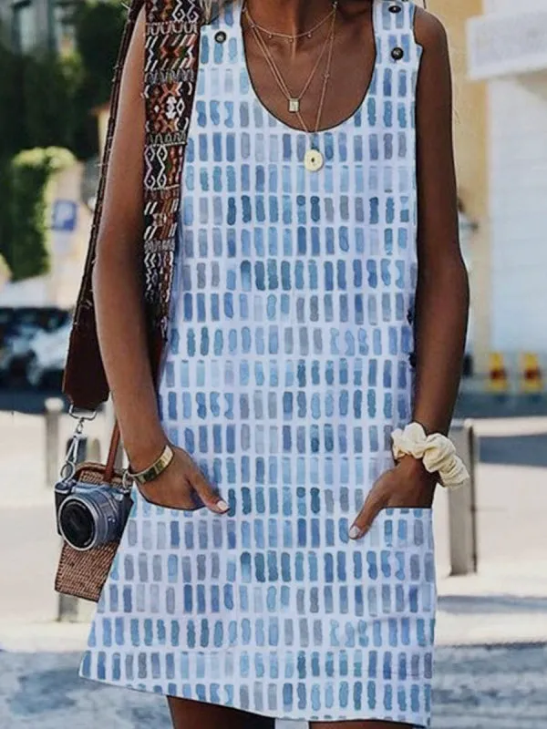 Fresh Front Pocket Sleeveless Mini Dress