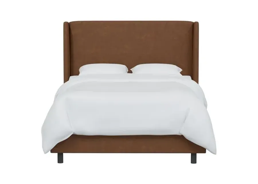 Kelly Faux Leather Wingback Bed - Brown, Mattress, Box Spring Required, Comfortable, Durable