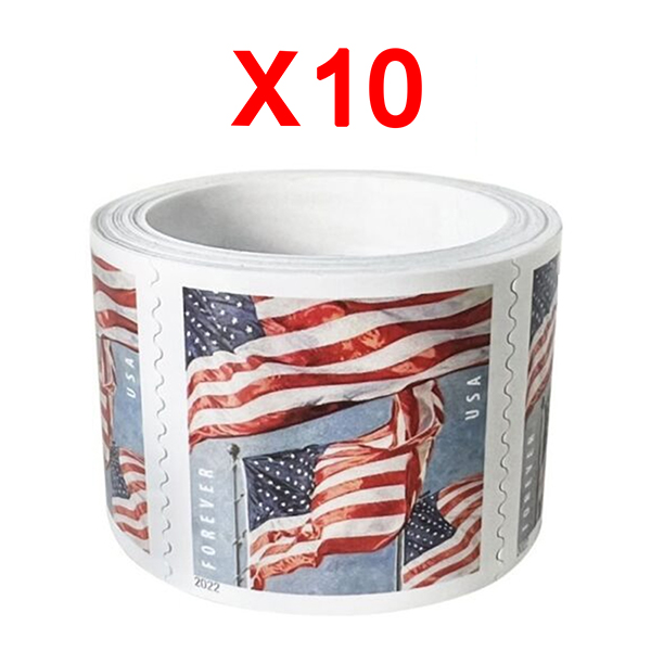 2022 U.S. Flag Stamps, 10 Rolls (1000 Pcs)