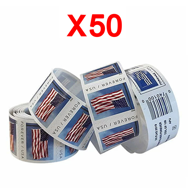 2019 U.S. Flag Stamps, 50 Rolls (5000 Pcs) USPS Postal Store