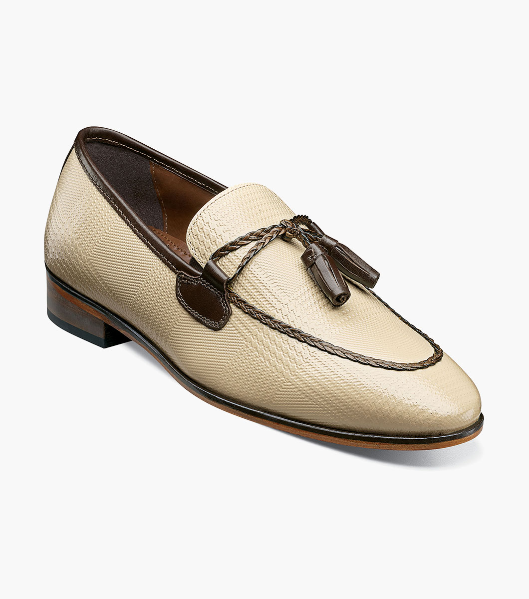 Bianchi Leather Sole Moc Toe Tassel Slip On