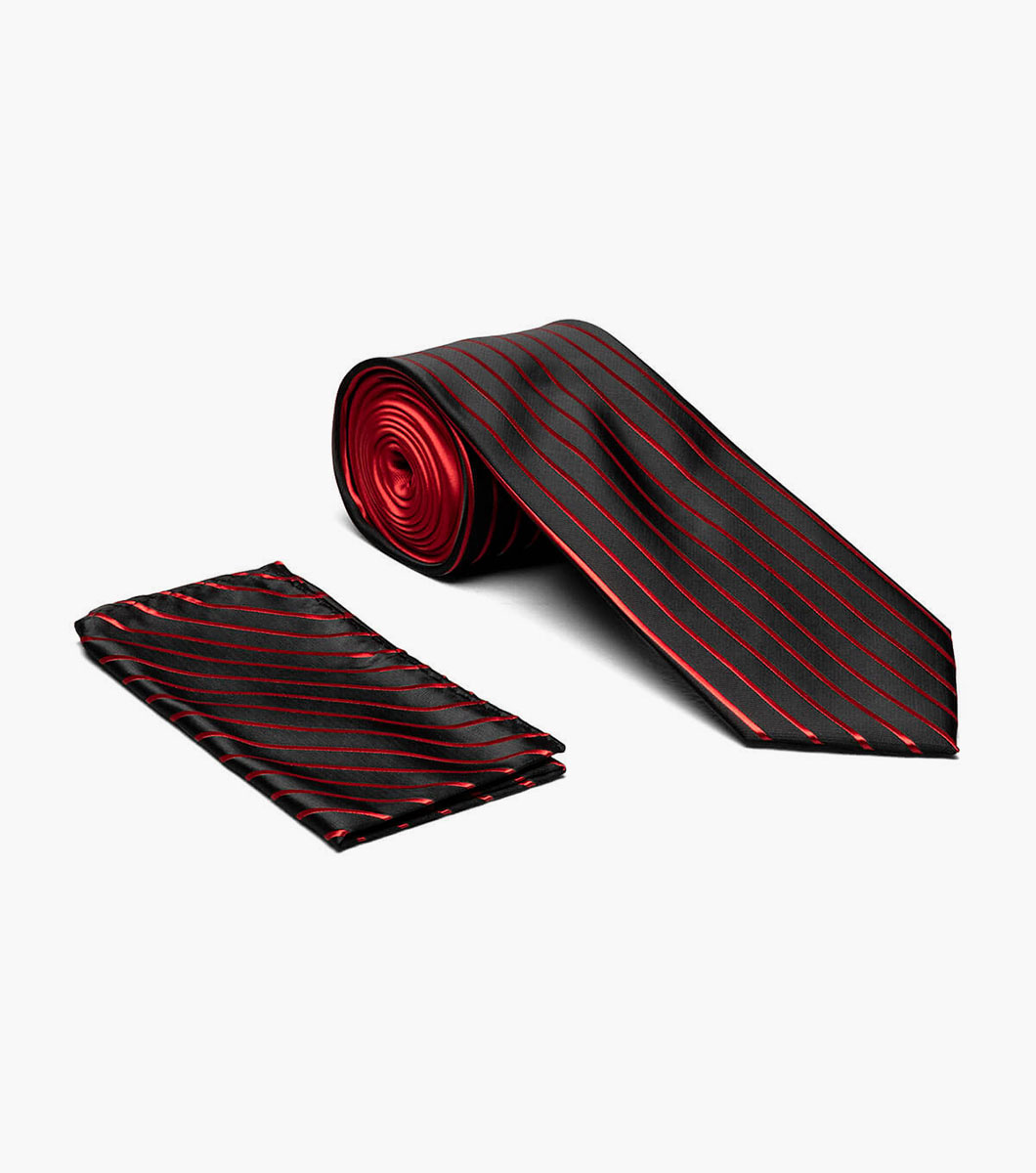 Formal Red Tie and Hanky Set