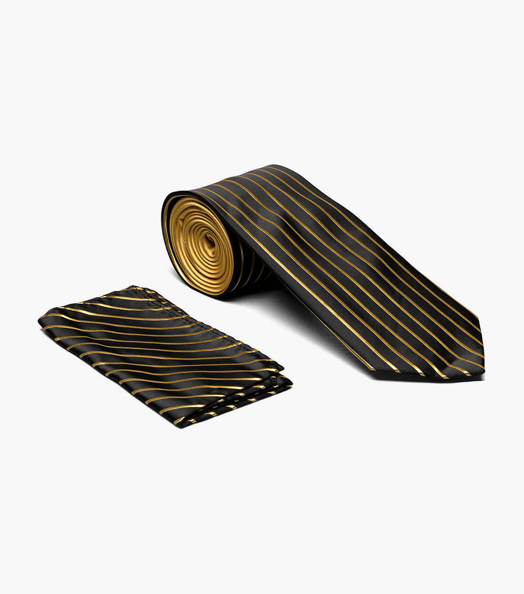 Formal Gold Tie and Hanky Set