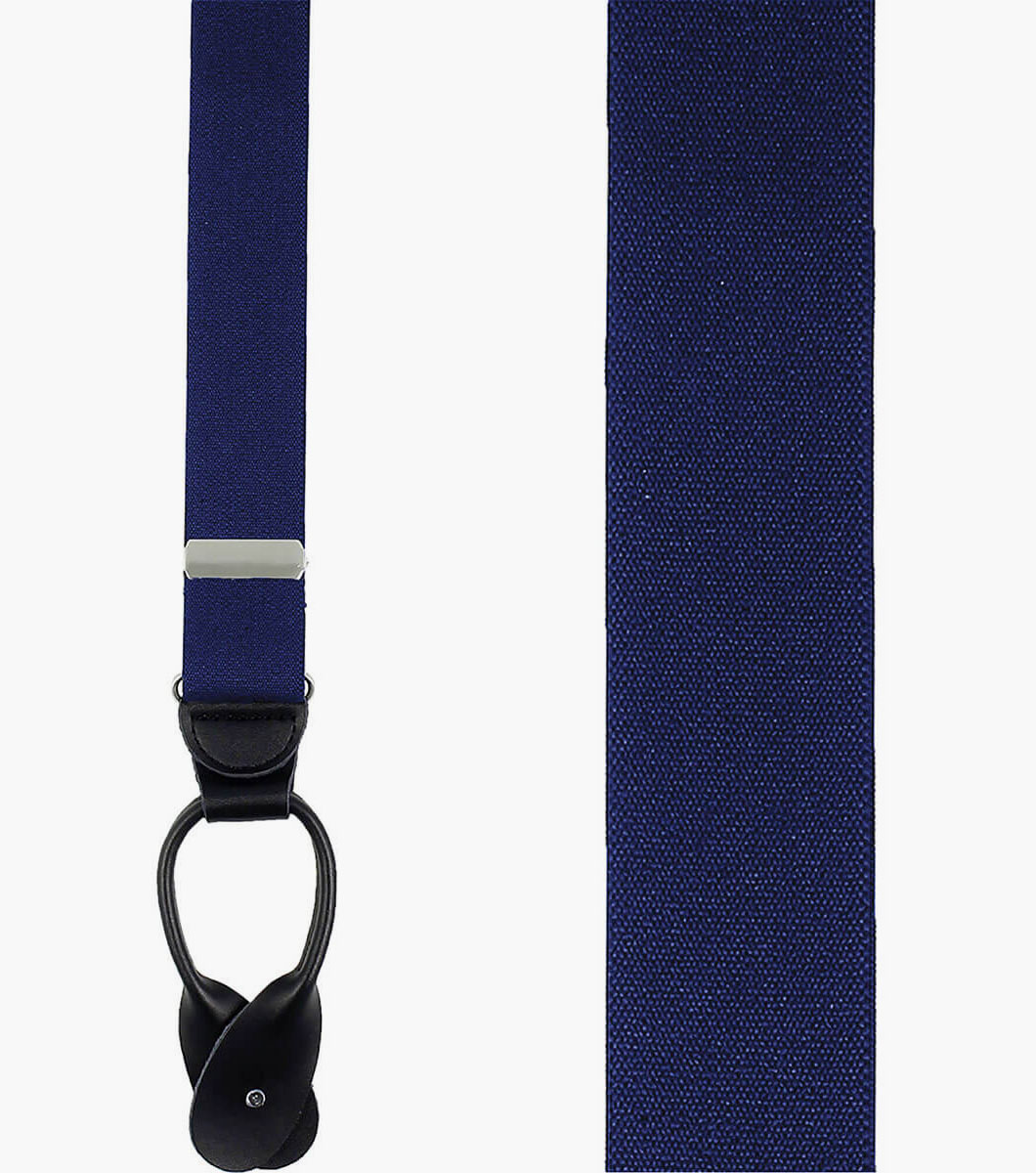 Button Suspenders Solid Navy