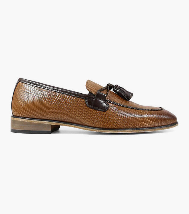 Bianchi Leather Sole Moc Toe Tassel Slip On