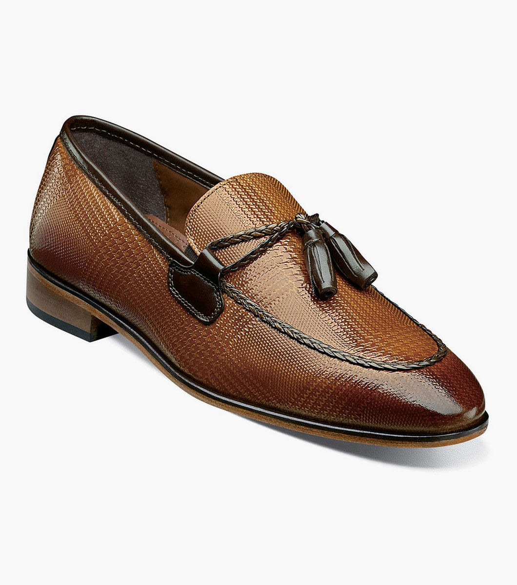 Bianchi Leather Sole Moc Toe Tassel Slip On